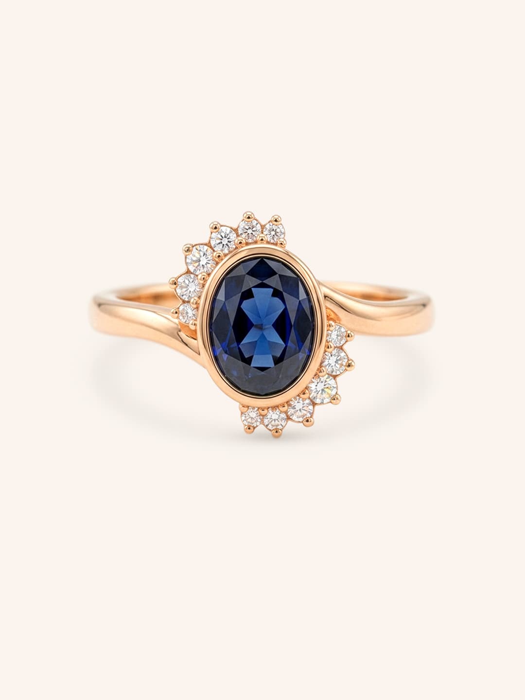 Marlowe Oval Blue Sapphire Cluster Diamond Ring