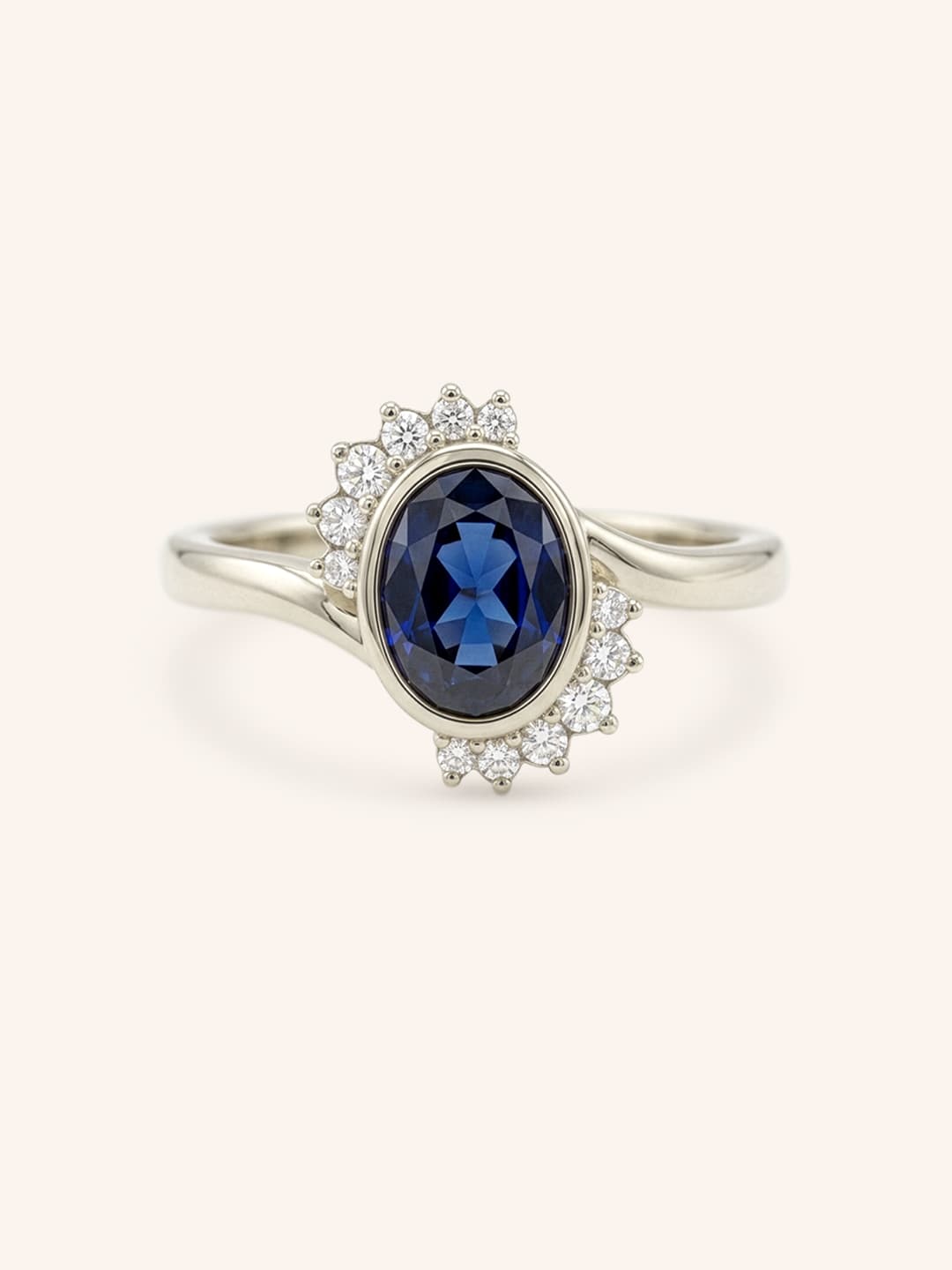 Marlowe Oval Blue Sapphire Cluster Diamond Ring