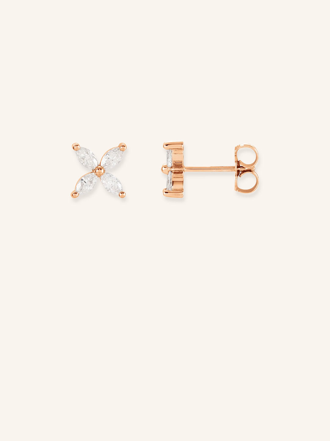 Pampillona Diamond Marquise Flower Stud Earrings