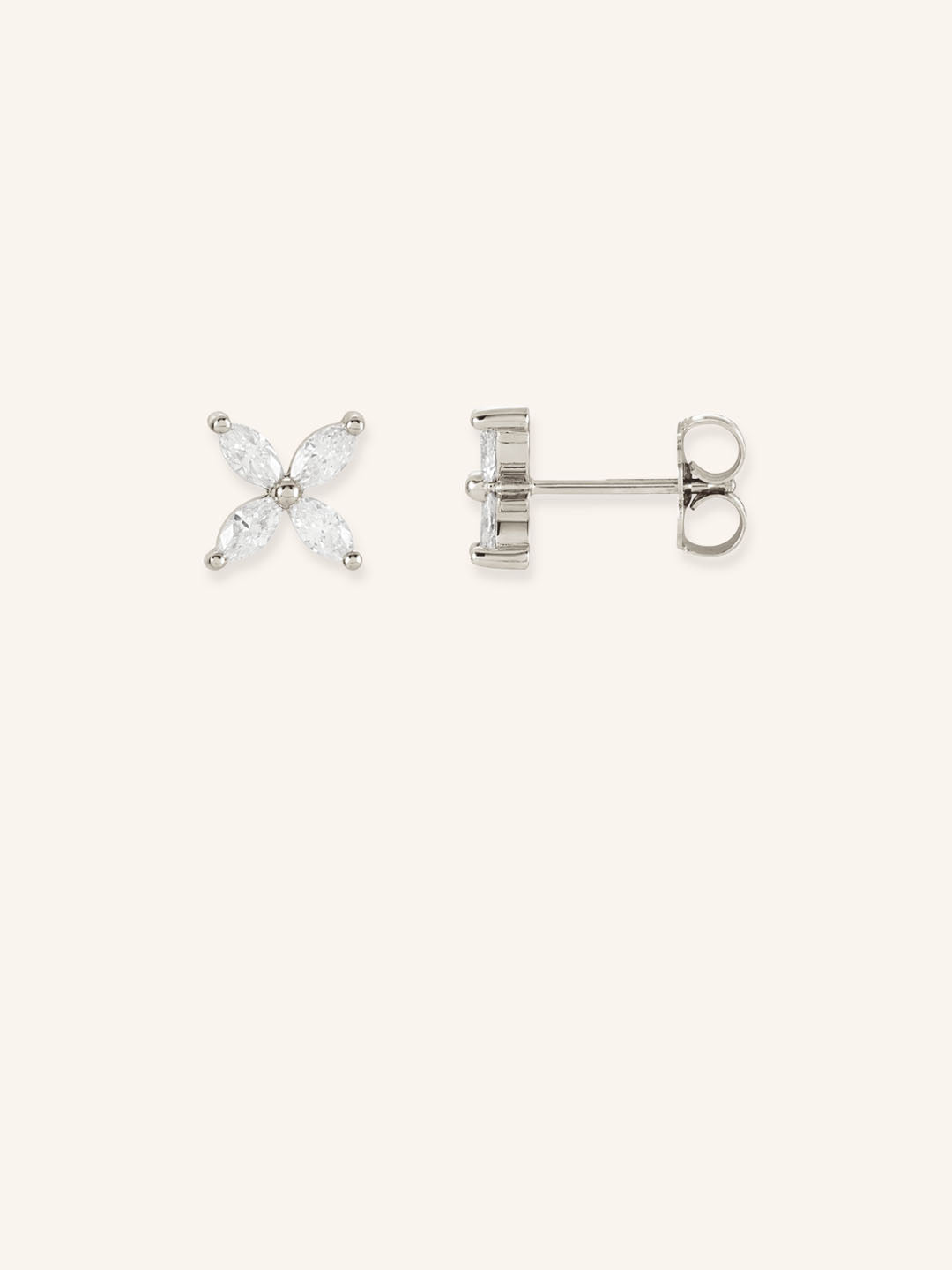 Pampillona Diamond Marquise Flower Stud Earrings