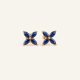 Pampillona Blue Sapphire Marquise Flower Stud Earrings