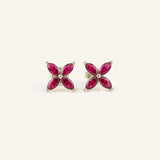 Pampillona Ruby Marquise Flower Stud Earrings