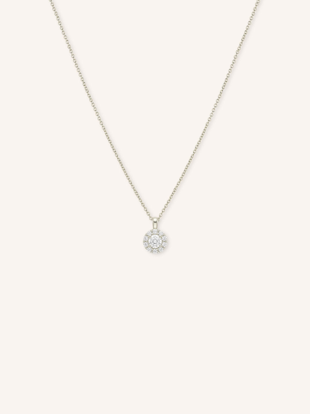 Round Diamond Halo-Style Pendant Necklace