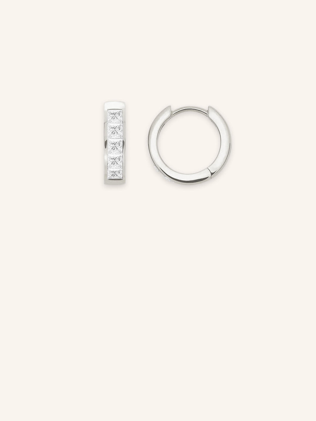 Channel-Set Princess Cut Diamond Hoop Earrings