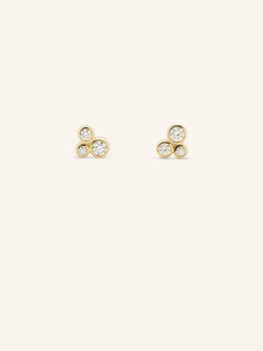 Trio Diamond Geometric Cluster Earrings