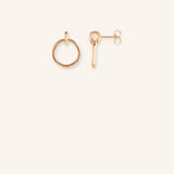 Gold Bar Circle Drop Earrings