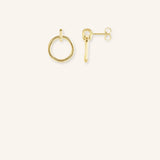 Gold Bar Circle Drop Earrings