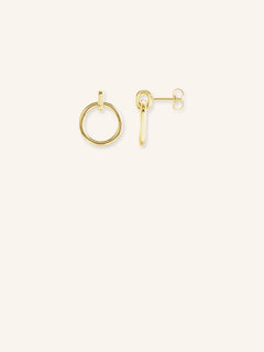 Gold Bar Circle Drop Earrings