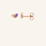 Haku Amethyst Diamond Cluster Stud Earrings