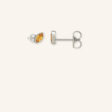 Haku Citrine Diamond Cluster Stud Earrings