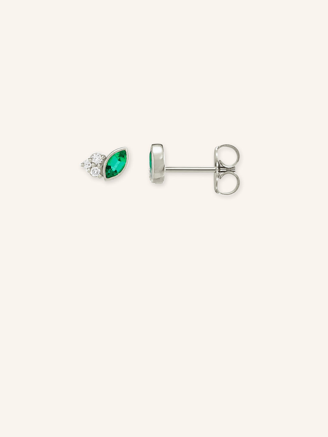 Haku Emerald Diamond Cluster Stud Earrings