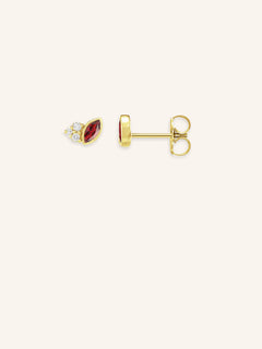 Haku Garnet Diamond Cluster Stud Earrings