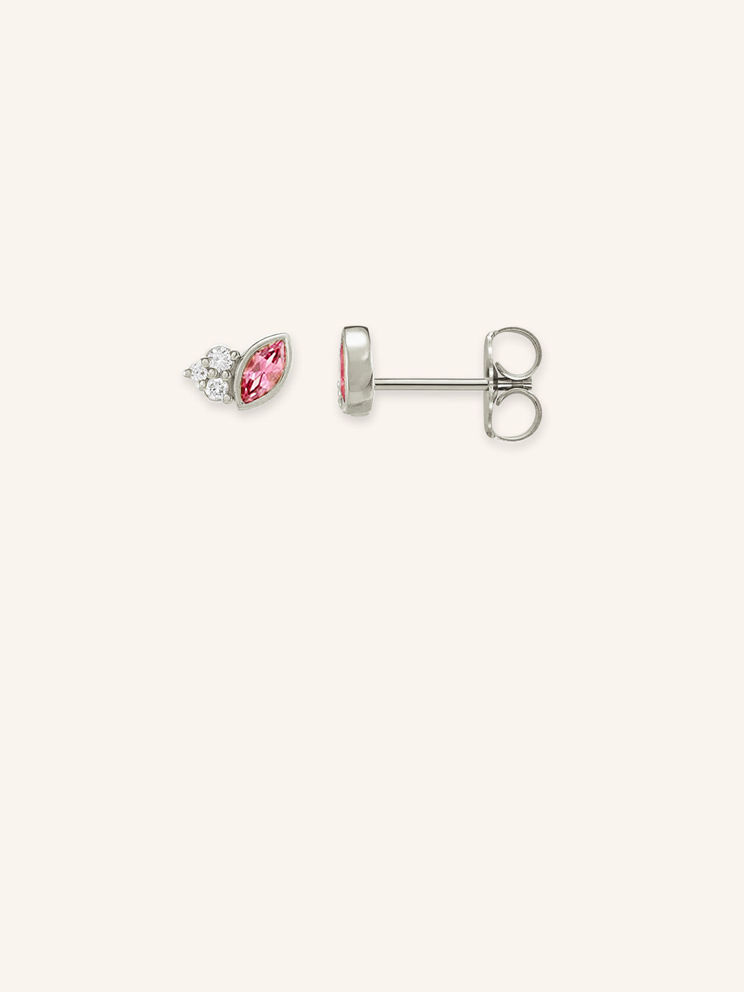 Haku Pink Tourmaline Diamond Cluster Stud Earrings