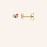 Haku Pink Tourmaline Diamond Cluster Stud Earrings