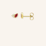 Haku Ruby Diamond Cluster Stud Earrings