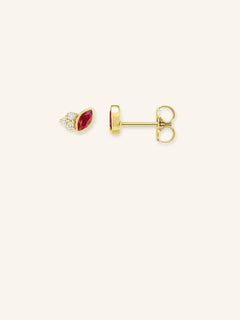 Haku Ruby Diamond Cluster Stud Earrings