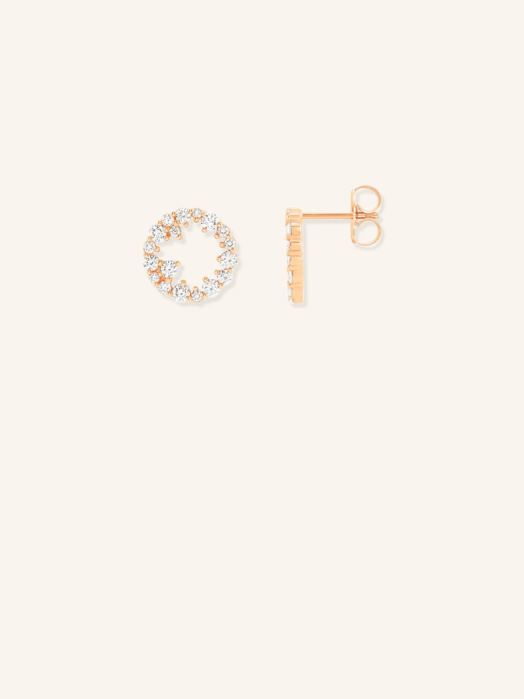 Diamond Accented Circle Stud Earrings