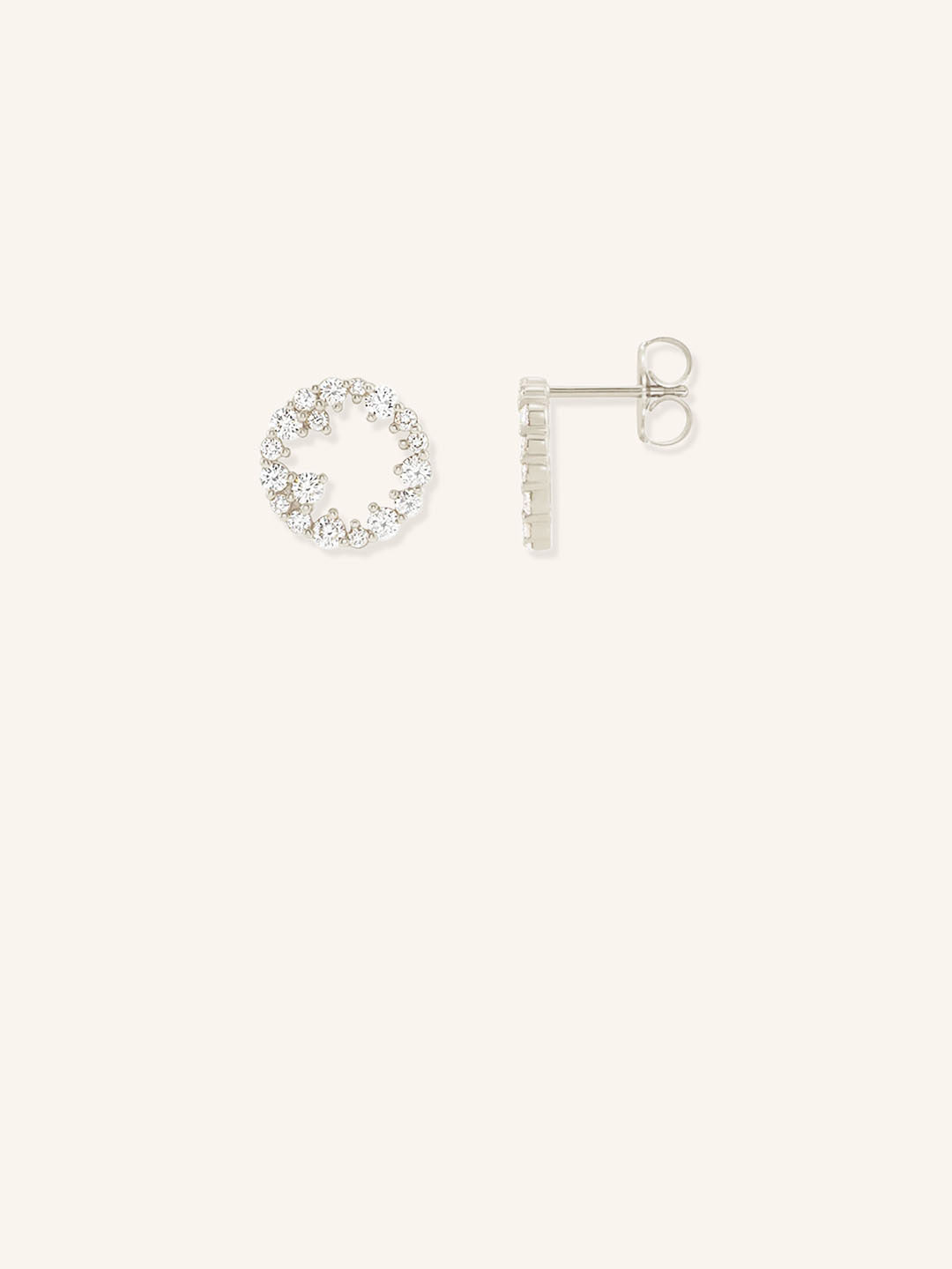 Diamond Accented Circle Stud Earrings
