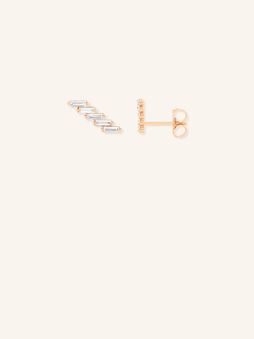 Steps Baguette Diamond Stud Ear Climbers