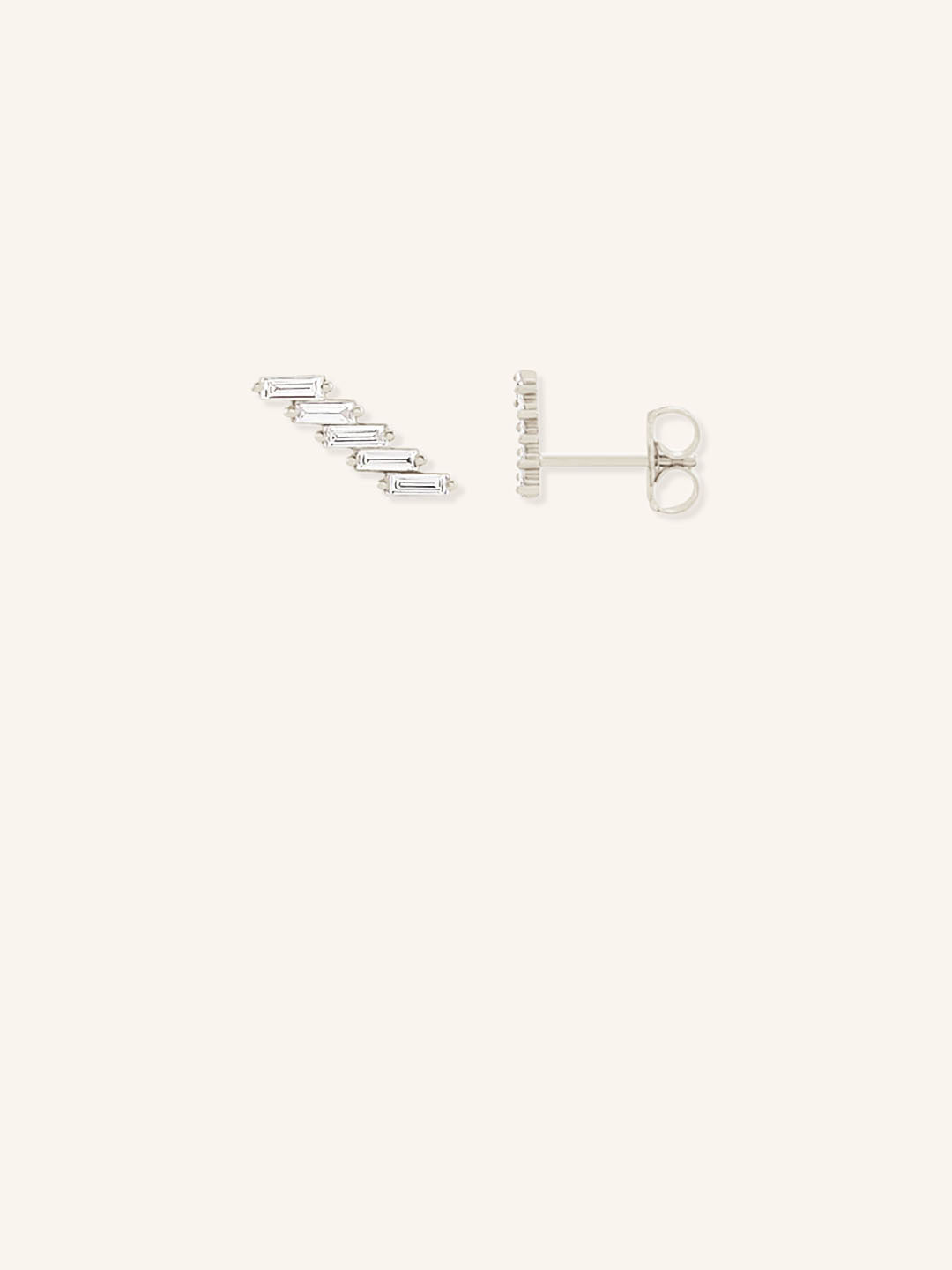 Steps Baguette Diamond Stud Ear Climbers