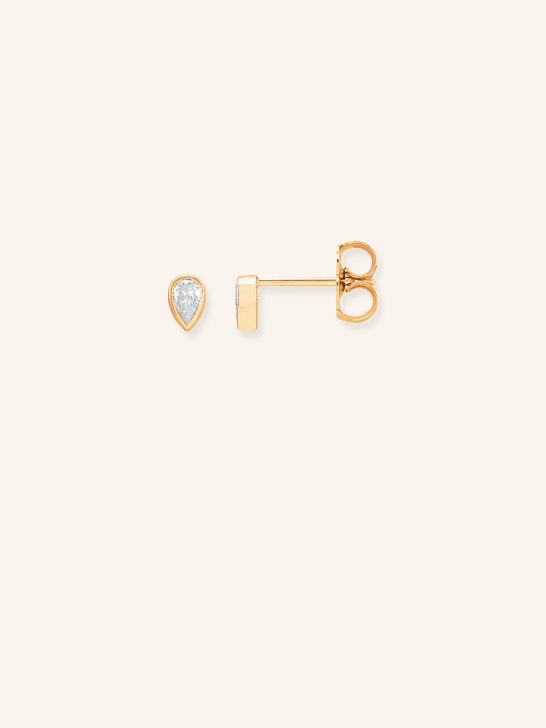 Minimalist Pear Diamond Solitare Bezel Set Stud Earrings