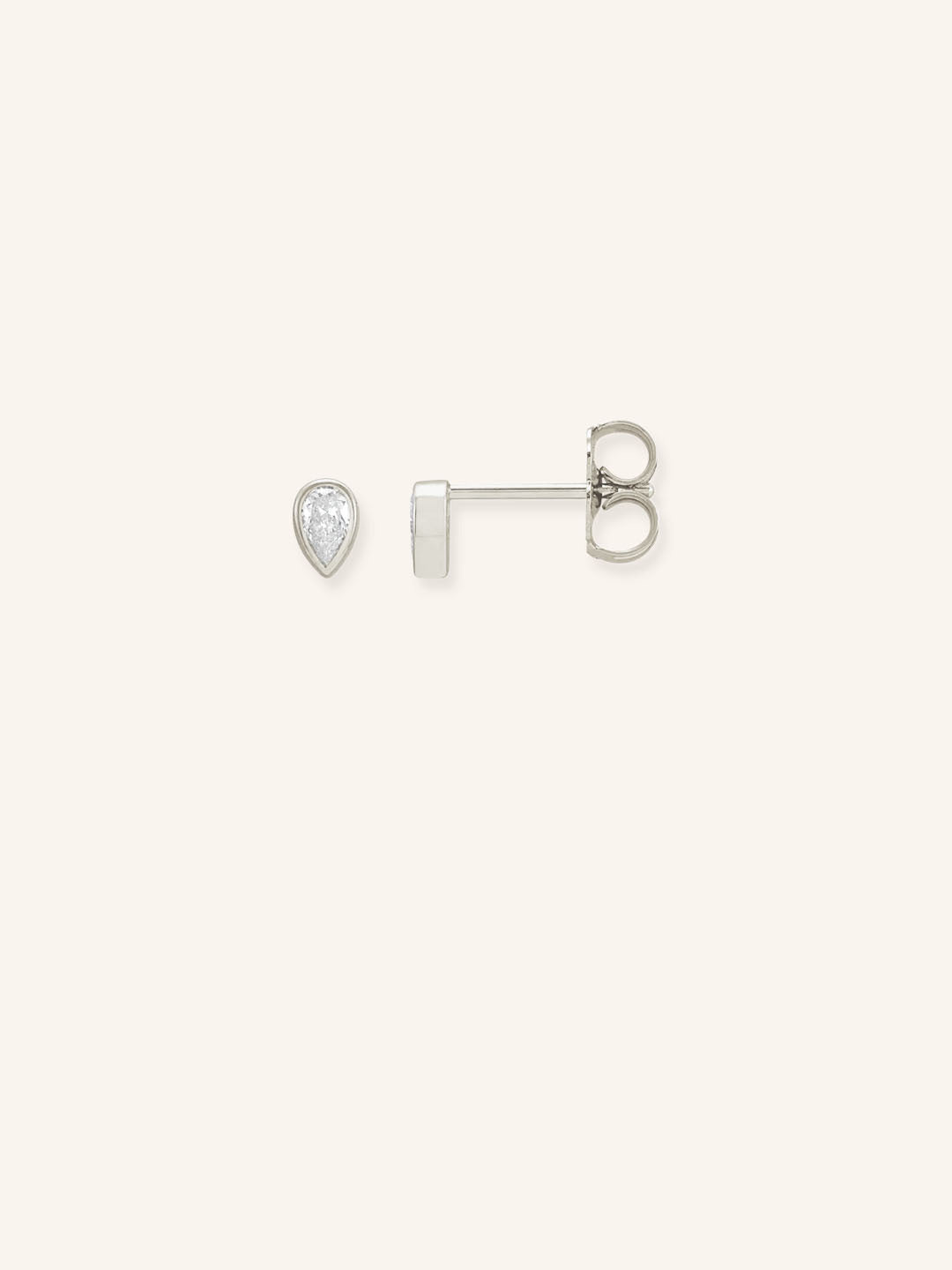 Minimalist Pear Diamond Solitare Bezel Set Stud Earrings