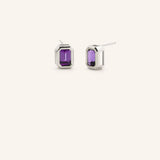 Milly Emerald Cut Amethyst Solitaire Earrings