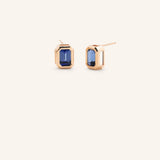 Milly Emerald Cut Blue Sapphire Solitaire Earrings