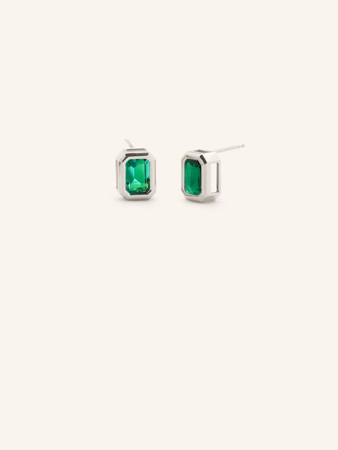 Milly Emerald Cut Emerald Solitaire Earrings