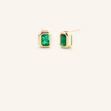 Milly Emerald Cut Emerald Solitaire Earrings