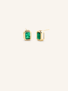 Milly Emerald Cut Emerald Solitaire Earrings