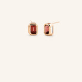 Milly Emerald Cut Garnet Solitaire Earrings