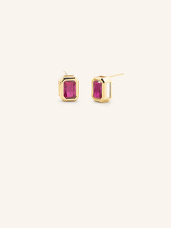 Milly Emerald Cut Ruby Solitaire Earrings