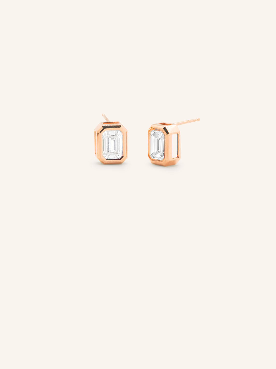 Milly Emerald Cut Diamond Solitaire Earrings