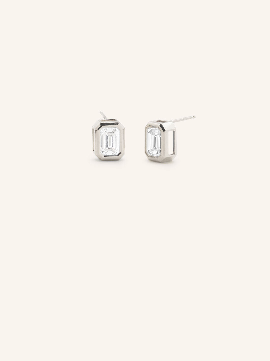 Milly Emerald Cut Diamond Solitaire Earrings