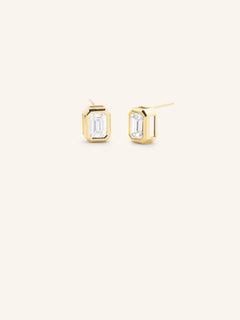 Milly Emerald Cut Diamond Solitaire Earrings