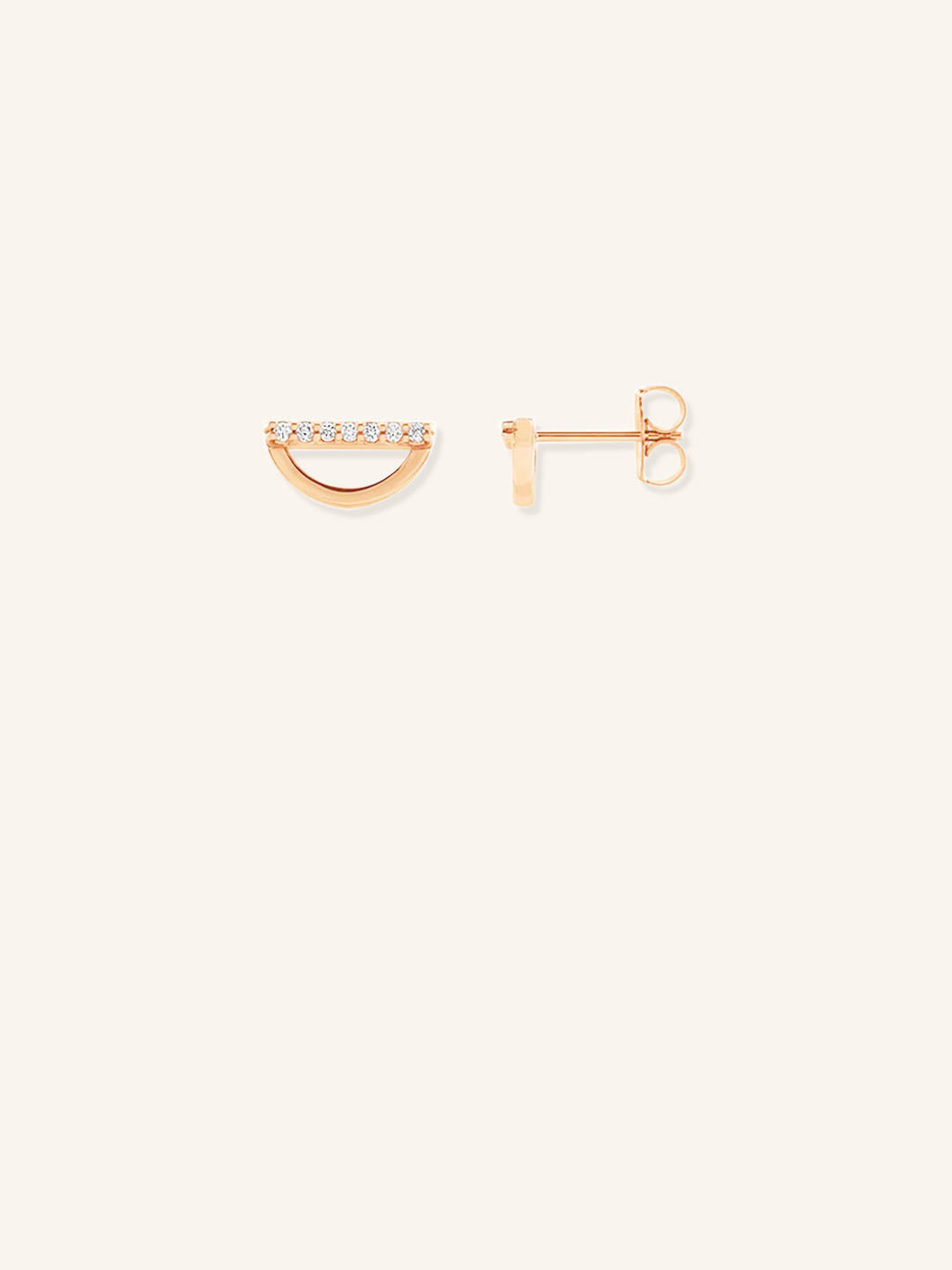 Diamond Half Circle Stud Earrings