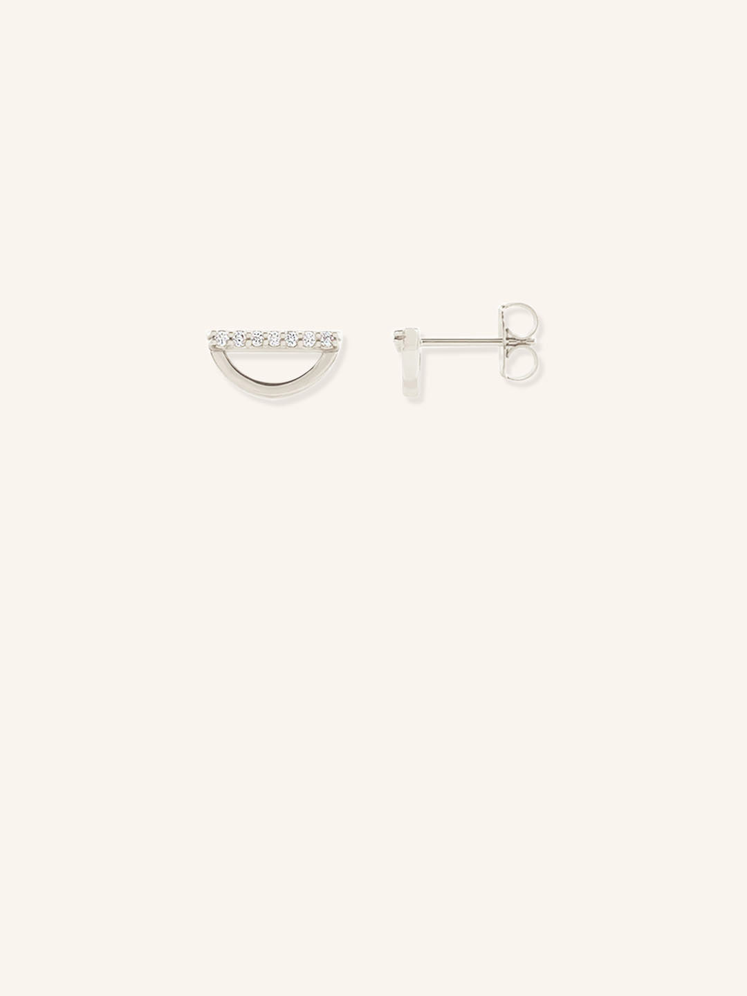 Diamond Half Circle Stud Earrings