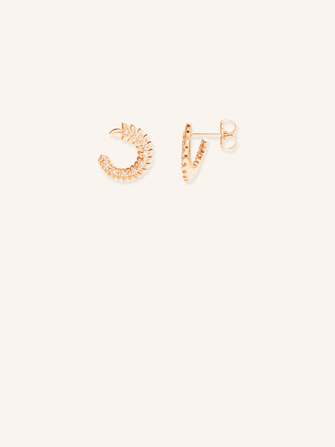 Floral Detailed Diamond Hoop Earrings