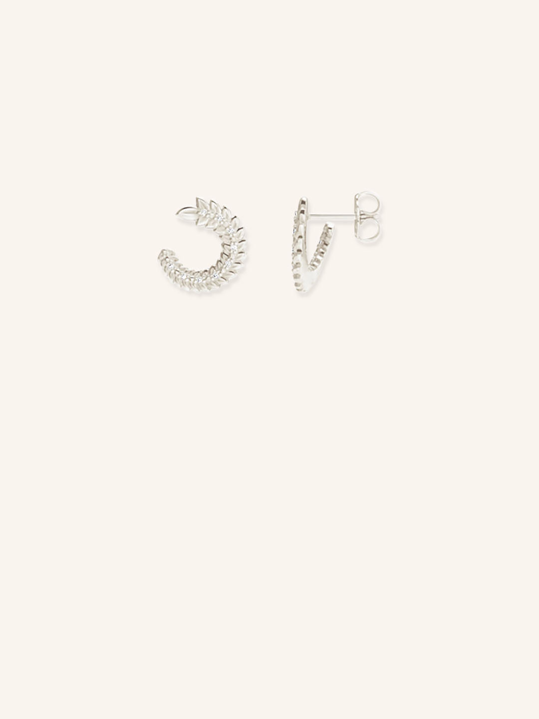 Floral Detailed Diamond Hoop Earrings