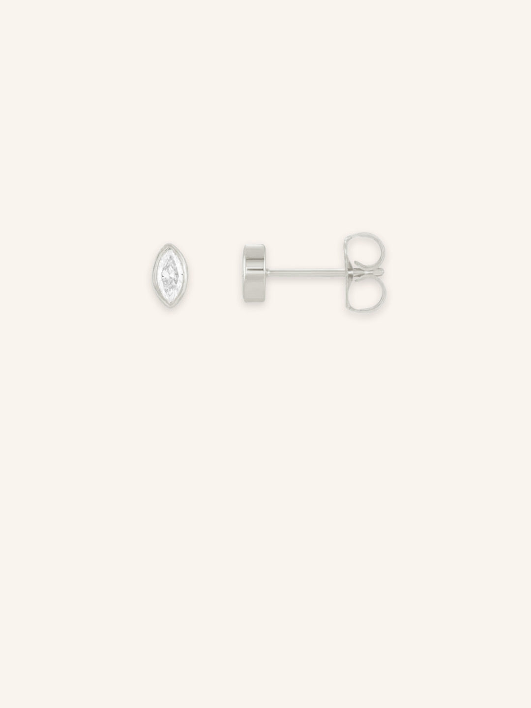 Minimalist Marquise Diamond Solitare Bezel Set Stud Earrings