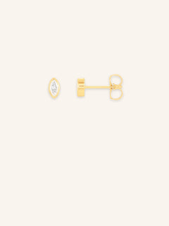 Minimalist Marquise Diamond Solitare Bezel Set Stud Earrings