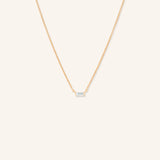 Solitaire Channel-Set Baguette Diamond Necklace