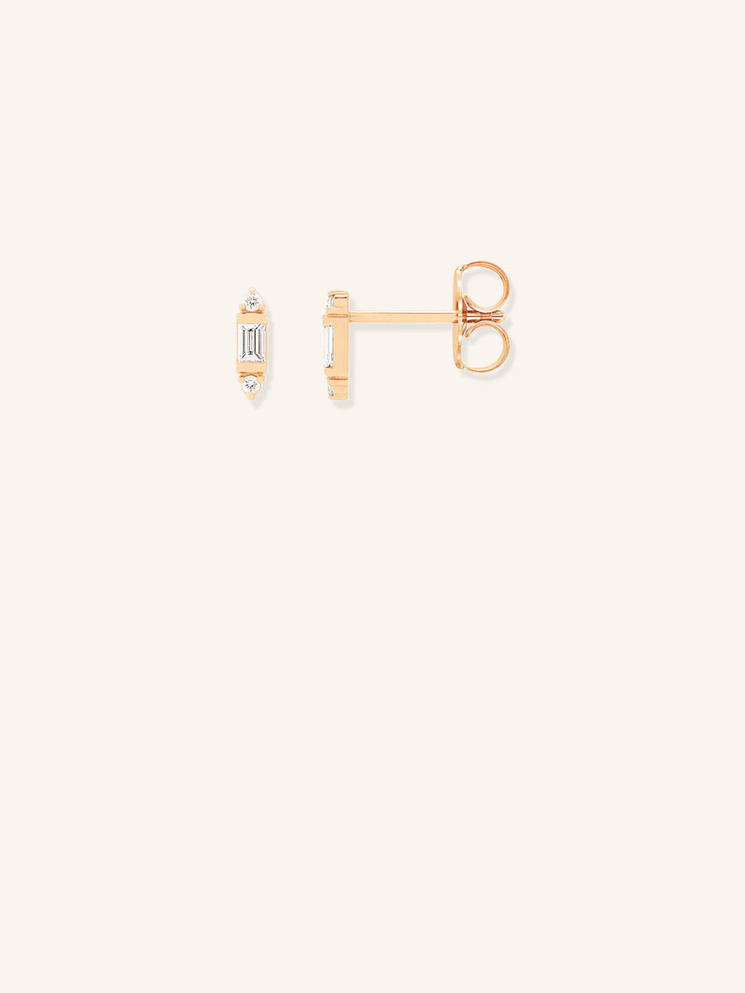 Baguette Round Diamond Crown Stud Earrings