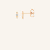 Baguette Round Diamond Crown Stud Earrings
