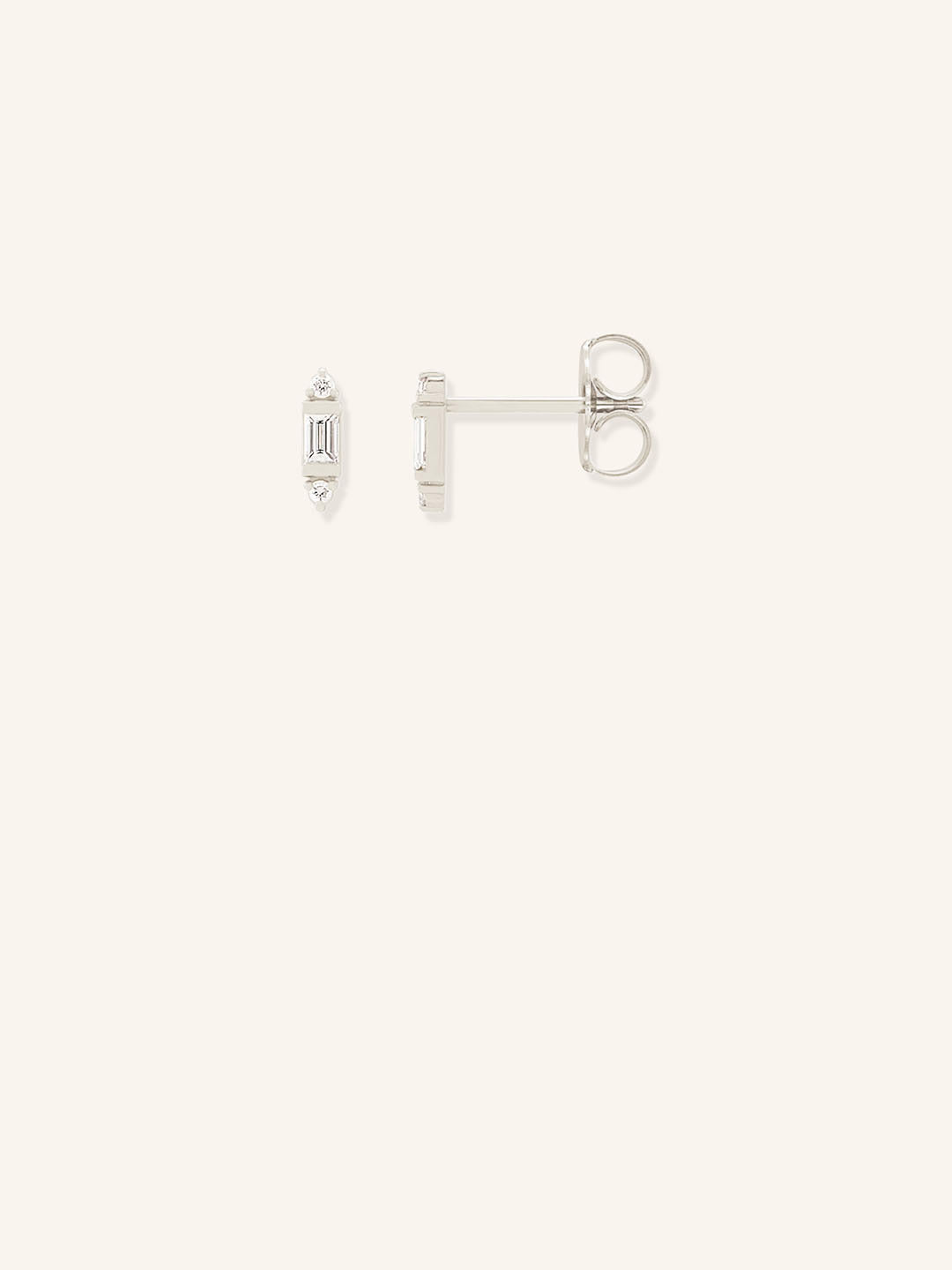 Baguette Round Diamond Crown Stud Earrings