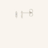 Baguette Round Diamond Crown Stud Earrings