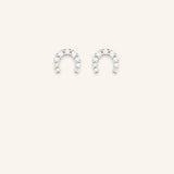 Mini Diamond Horseshoe Stud Earrings