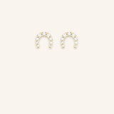 Mini Diamond Horseshoe Stud Earrings