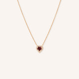 Garnet Heart Diamond Halo Necklace